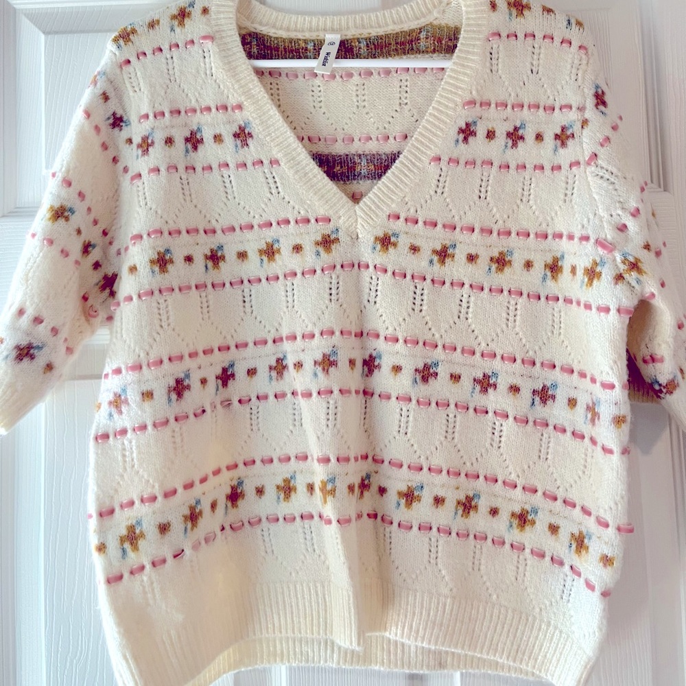 Zoco Pink and White Sweater